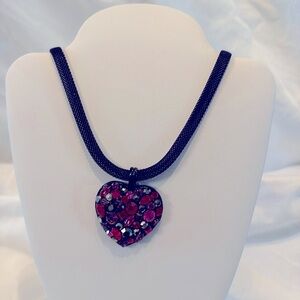 VGT Cookie Lee Crystal Heart Pendant Necklace with Austrian Crystals